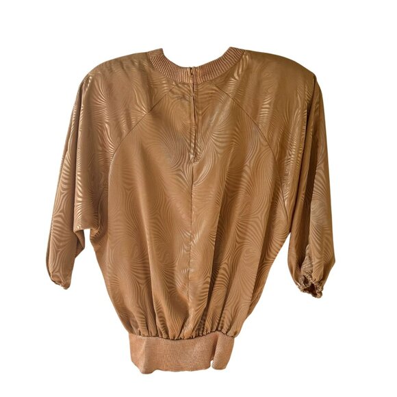 Vintage Diane Freis Original Blouson Blouse Top Size M Gold Swirl Georgette 80s - Picture 4 of 13